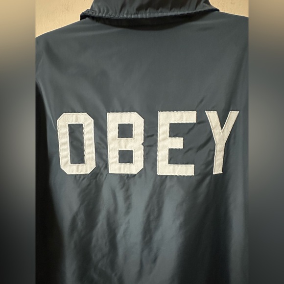 OBEY Sanders Coaches Regular Fit Jacket Dusty Navy Size Large - Picture 6 of 10